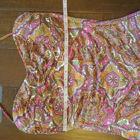 Tommy Bahama Womens One Piece Swimsuit Colorful Pin Orange Green Print Size 16 - Picture 6 of 12